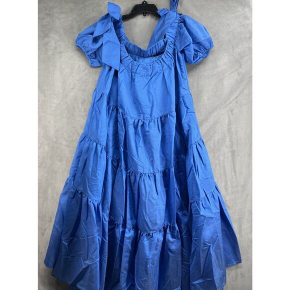 Anthropologie Off-The-Shoulder Tiered High-Low Midi Dress Size Medium - Picture 7 of 11